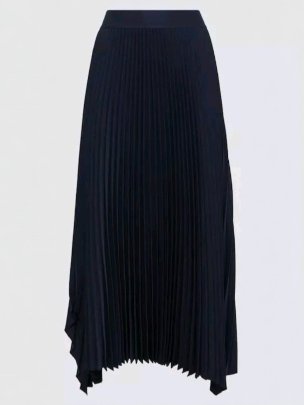 Zara Navy Pleated Asymmetric Midi Skirt Small